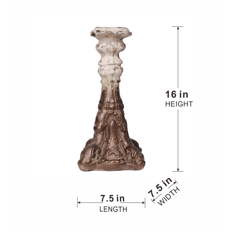 Metal Tabletop Candlestick, 16.1" H x 7.5" W x 7.5" D