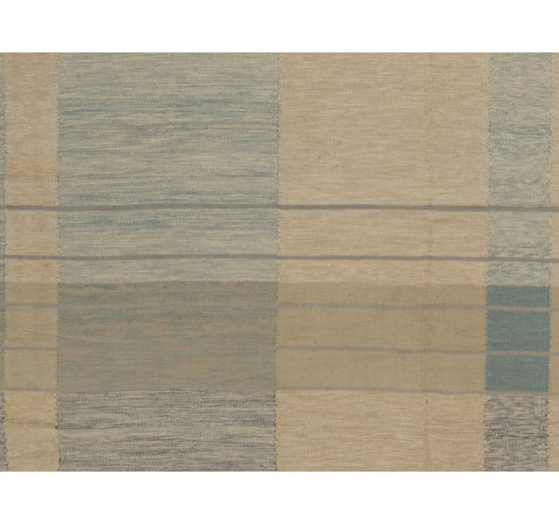 Tapis brun/bleu ciel handwoven à tissage plat