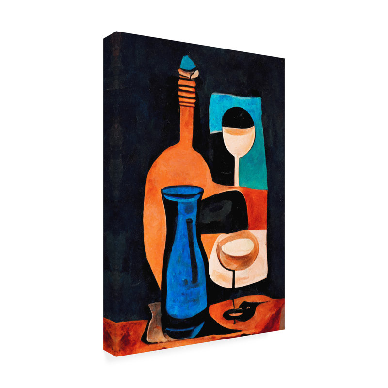 Art sur toile, "Nature morte avec vin", H 22 po x l 32 po
