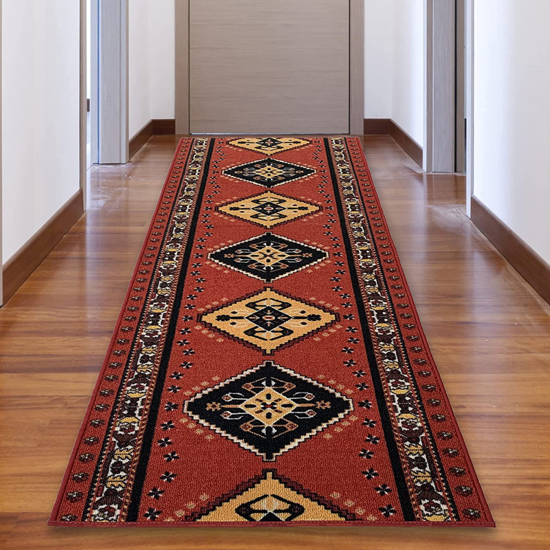 Custom Size Runner Rug 31 Inch Wide Choose Your Length Southwestern Kilim Design Burnt Orange Color, Runner 2'7'' x 10'