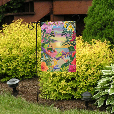 Five O'Clock Flamingo Garden Flag