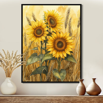 «Dragica Country Sunflowers And The Weath Field II» - art mural tournesols