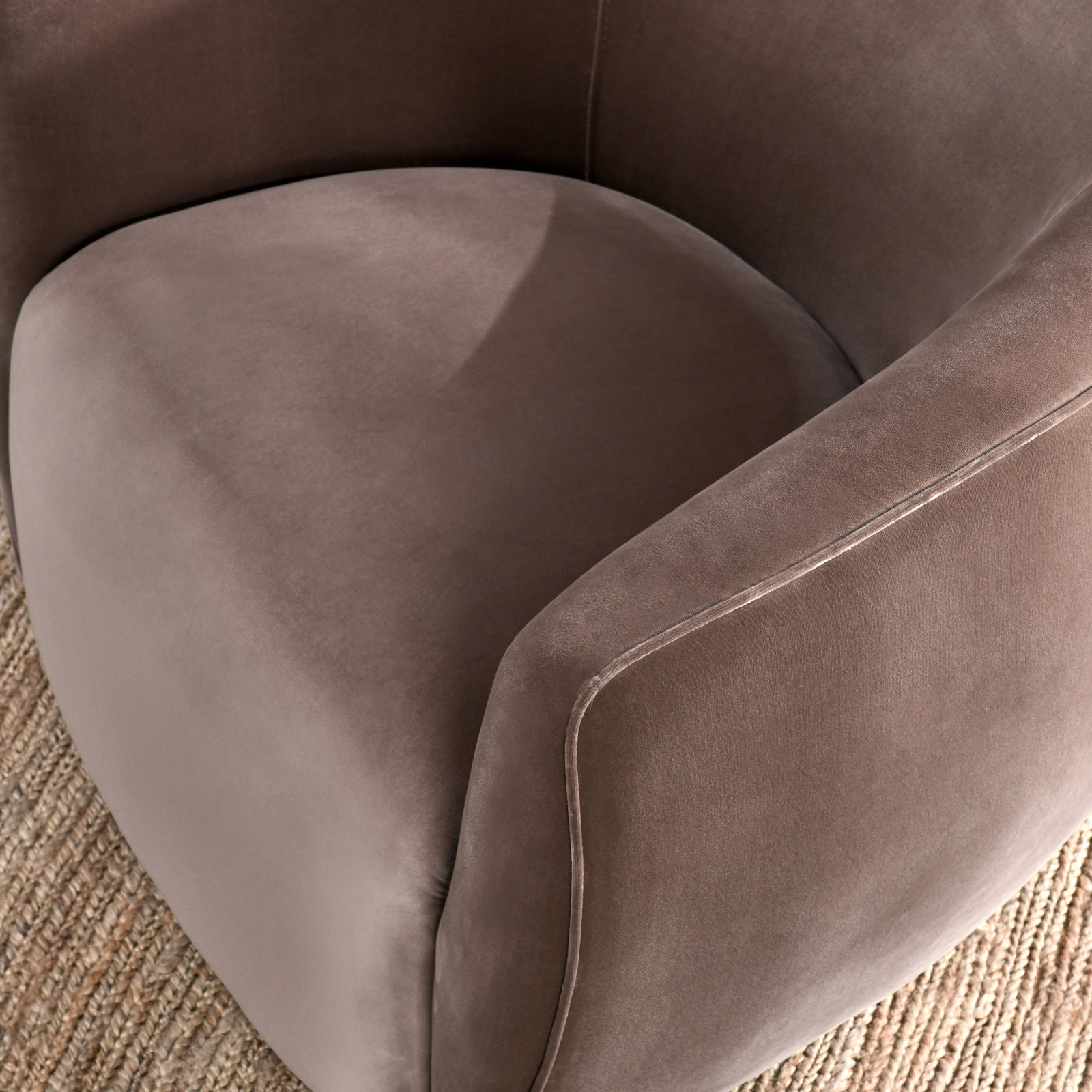 Layla Upholstered Swivel Barrel Chair, Brown Velvet