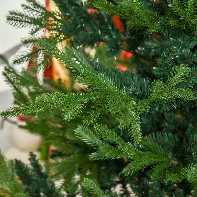 7.5 Foot Artificial Christmas Tree, Pine Hinged Xmas Tree With 1218 Realistic Branches, Steel Base, Auto Open, Green, 7.5'