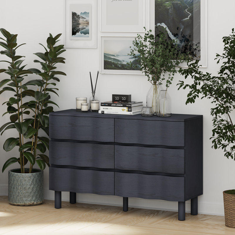 Commode 6 tiroirs Modern, Noir