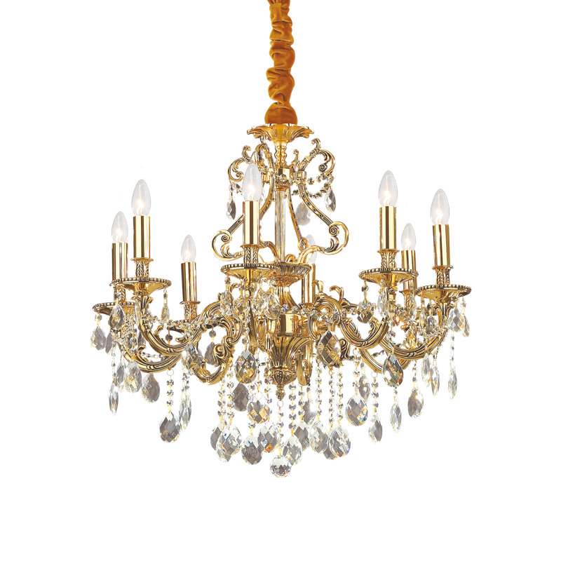 8 - Light Candle Style Chandelier, Gold
