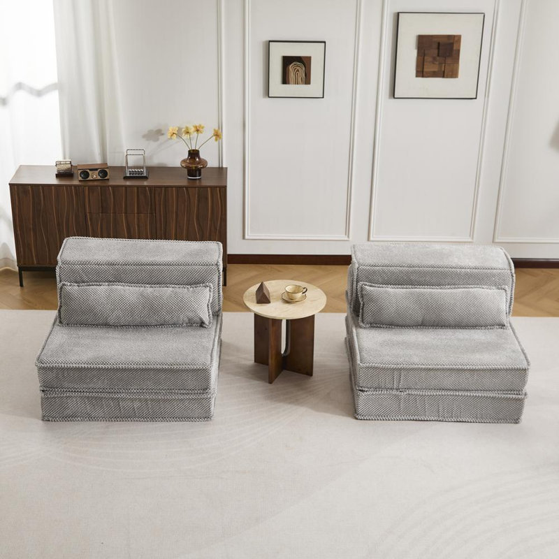 Boneless Modular Sectional Sofa (Light Gray), Light Gray Polyester Blend
