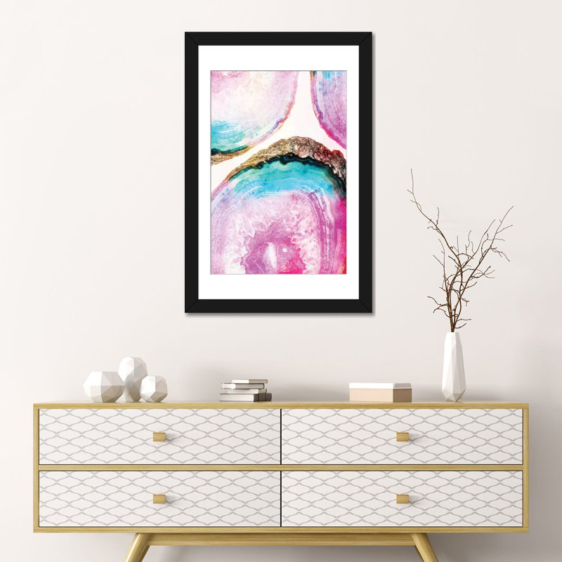 « agate pattern », impression sur toile, Papier d'art encadré noir, Blanc, H 24 po x l 16 po x P 1 po