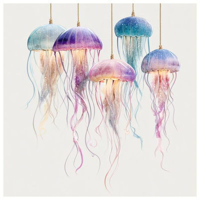 Colourful Jellyfish Illustration Bath Mat