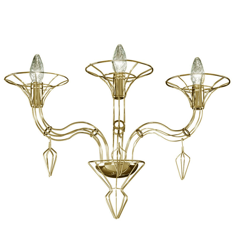 Lustre 3 lumières façon bougie dedale, Or satiné