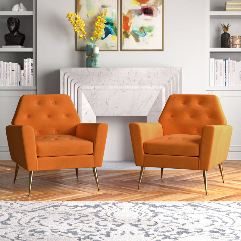 Fauteuil Thaddeus, Velours orange