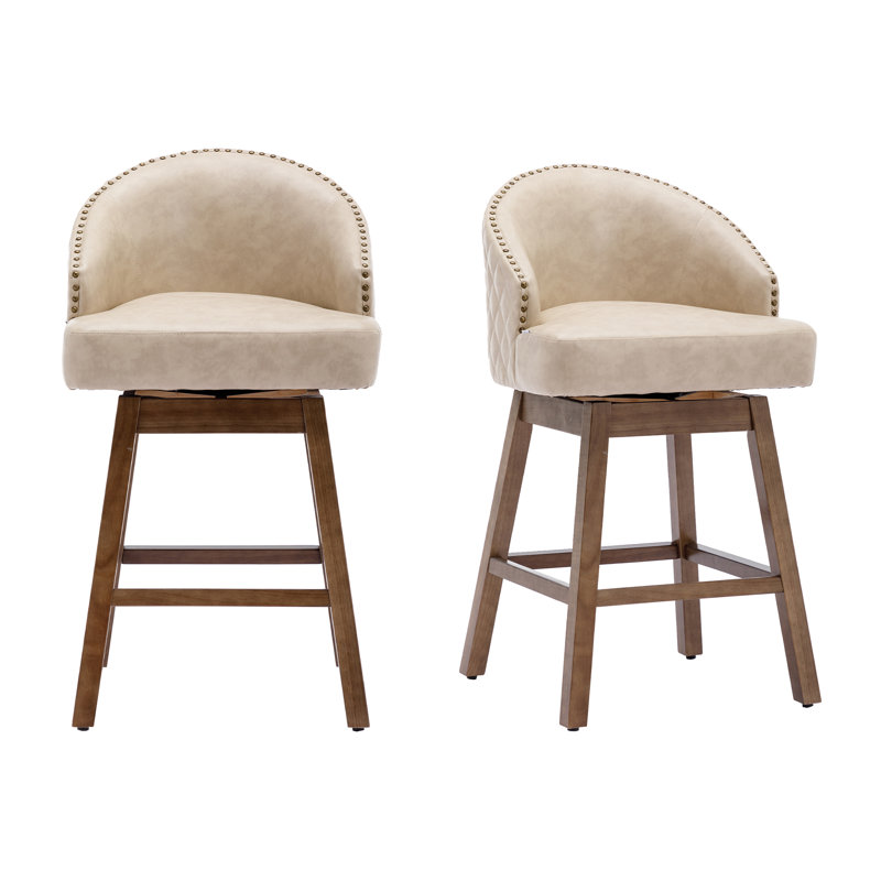 Nivelles Swivel Upholstered Counter Stool, Brown, Tan