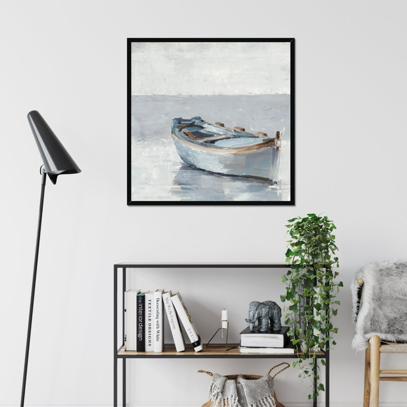 Reflected Horizon I by Ethan Harper - Painting, 80cm H x 80cm W, Black Framed Paper Print