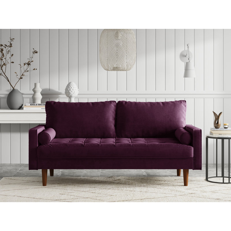 Canapé en velours à accoudoirs carrés de 70 po Brighton, Polyester mauve