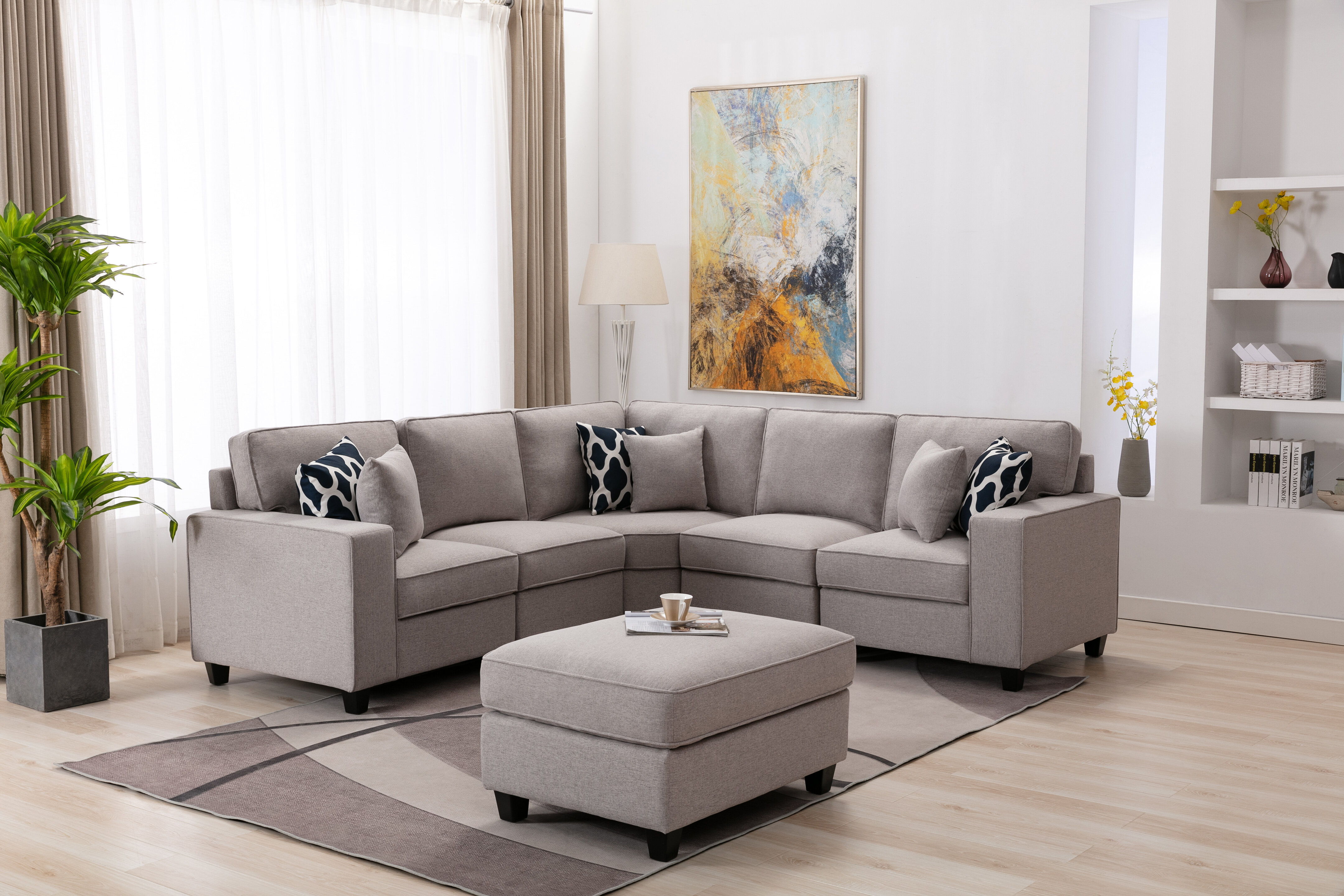 Ebern Designs McConnico Right Hand Facing Modular Corner Sectional with  Ottoman