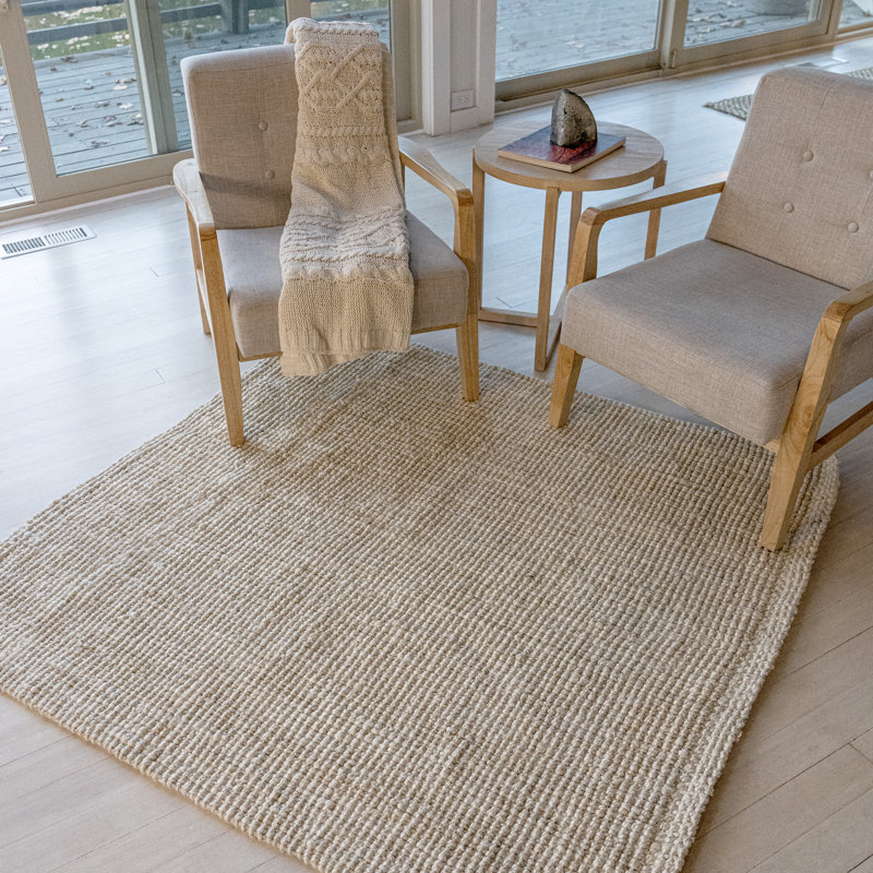 Pata Hand Woven Chunky Jute Light Ivory Rug, Square 7'
