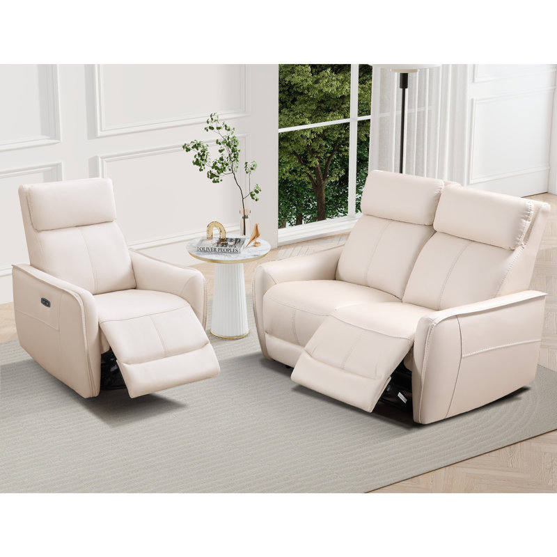 Ensemble de salon 2 pièces inclinable électrique contemporain avec port USB et port de type C