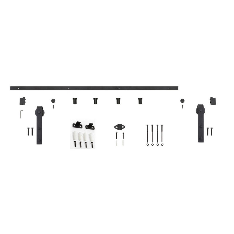 Ensemble de quincaillerie de porte de grange simple standard standard, Noir, 60 po