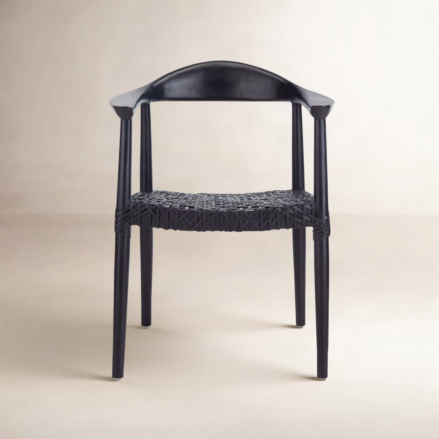 Kazbah Genuine Leather Dining Armchair, Black