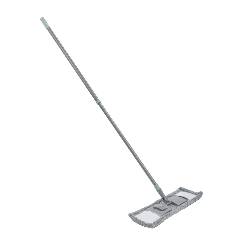 JVL Extended Microfibre Mop – Flat Floor Cleaner with Long Handle – Machine Washable & Reusable Cleaning Head – Grey