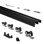Ensemble de rail de porte coulissant pour porte de placard coulissante 96 po, 8 pi en aluminium robuste et silencieux, pour système à 2 portes, noir