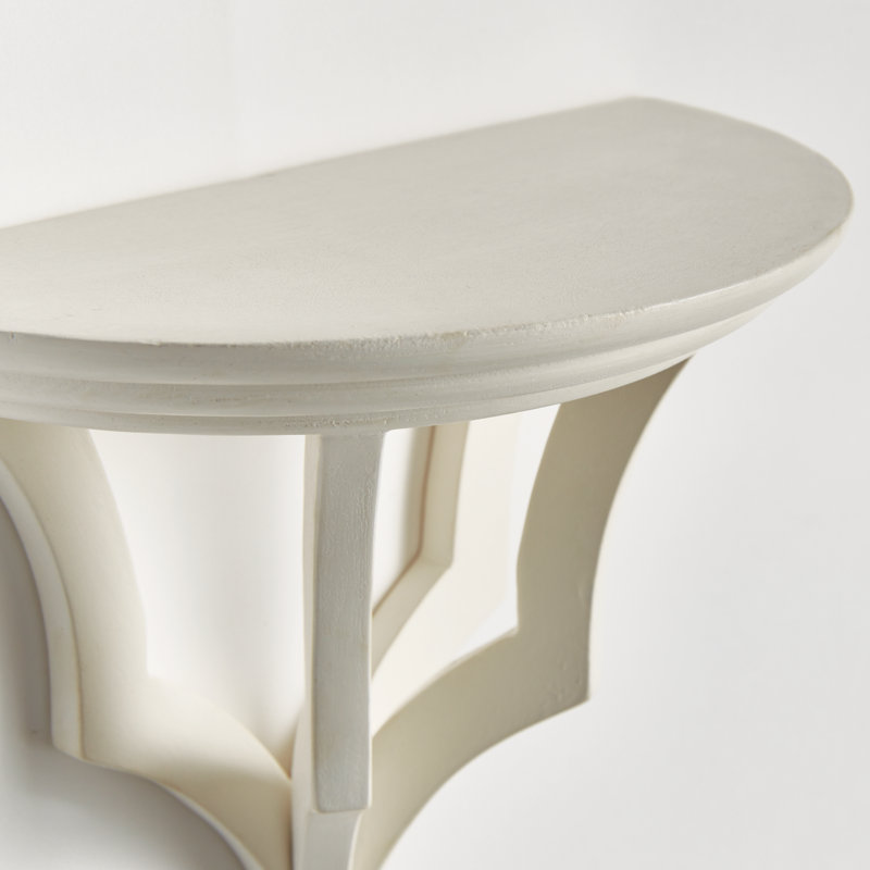 Gianinna Half-circle Mango Bracket Shelf, White, 7.75" H x 9.5" W x 4.75" D