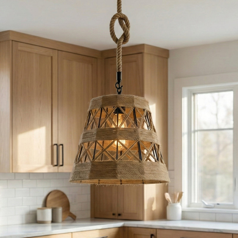 Flaxville 1 - Light Hemp Rope Single Pendant