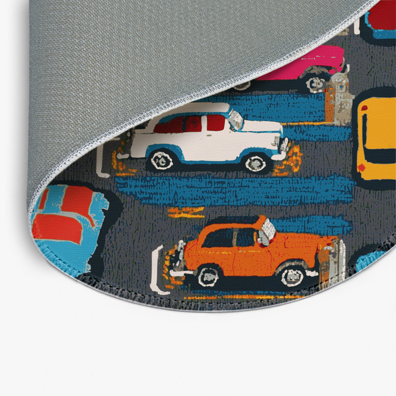Tapis intérieur et extérieur noir Transport, Rond 5 pi
