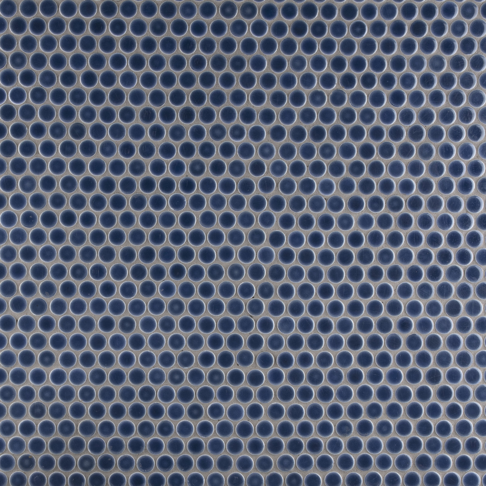 Hudson Penny Round Porcelain Mosaic Tile, Denim Blue