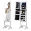 Armoire à bijoux pleine grandeur avec lumières DEL à allumage automatique, 4 miroirs à angle réglable, blanc-976637907