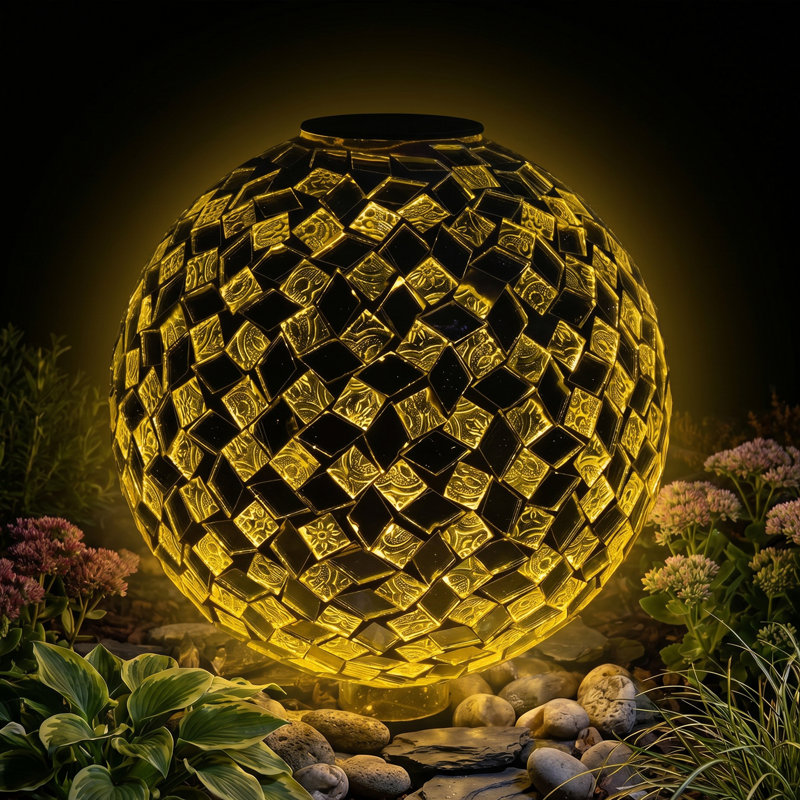 Globe de jardin solaire en verre 10 pouces - Diamant miroitant - Ensemble de 2, Mirrored Diamond, Ensemble de 2