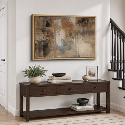 Abstract Soft Neutral Hues Composition - Pictures Extra Large Framed Canvas Print Wall Art