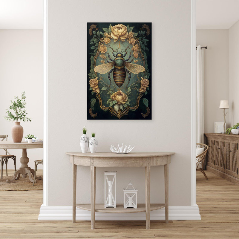 " Roses And Bee ", 14" H x 11" W x 1.25" D