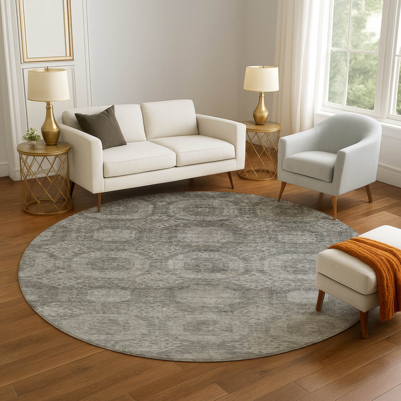 Premium Machine Washable Alaina AMF1925 Panels Rug, Round 8'