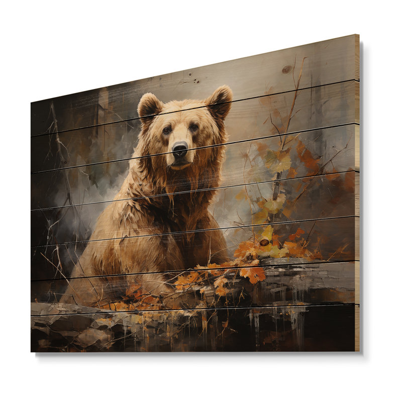Hurtha Bear Bears Boundary II - impression sans cadre sur bois, H 30 po x l 40 po x P 0,78 po