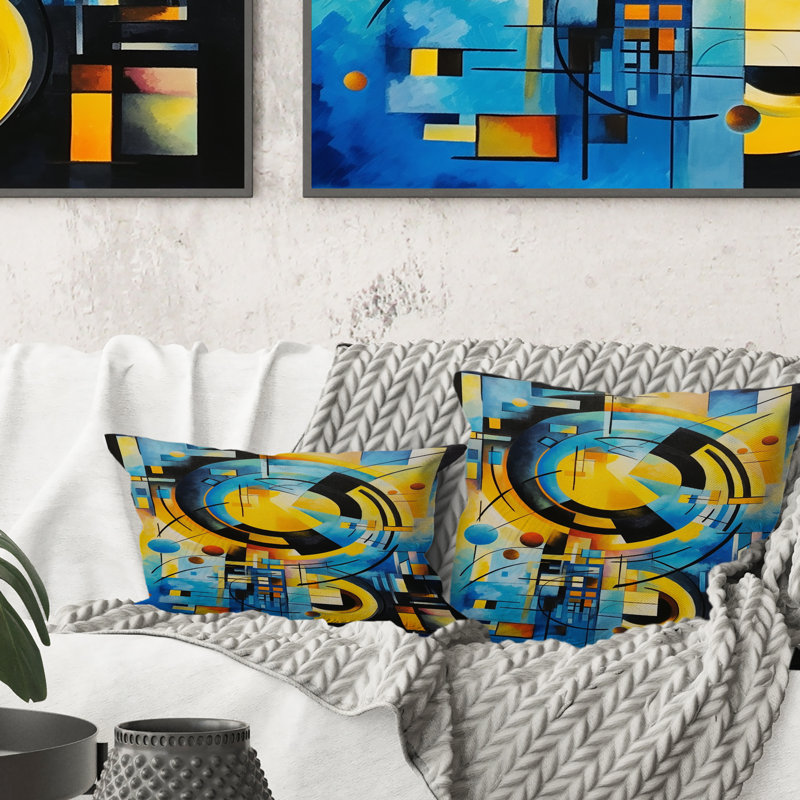 Coussin Blue Ethereal Symmetry III - Abstract Shapes