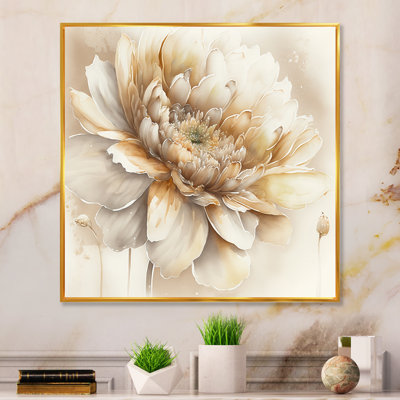 " Single Beige Flower V "