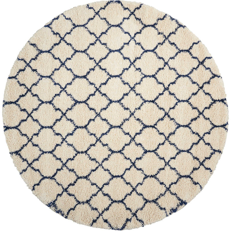 Tapis ivoire à poils longs Sigrid, Rond 7 pi 10 po