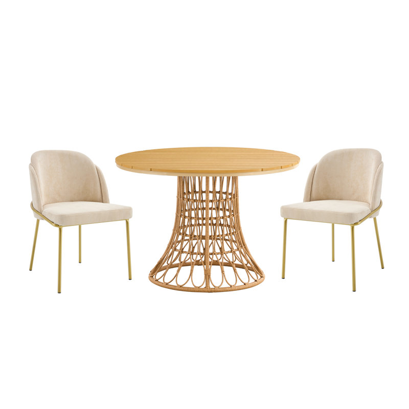 Ensemble de table et de chaises en bois pour espaces de vie modernes, une table, 3