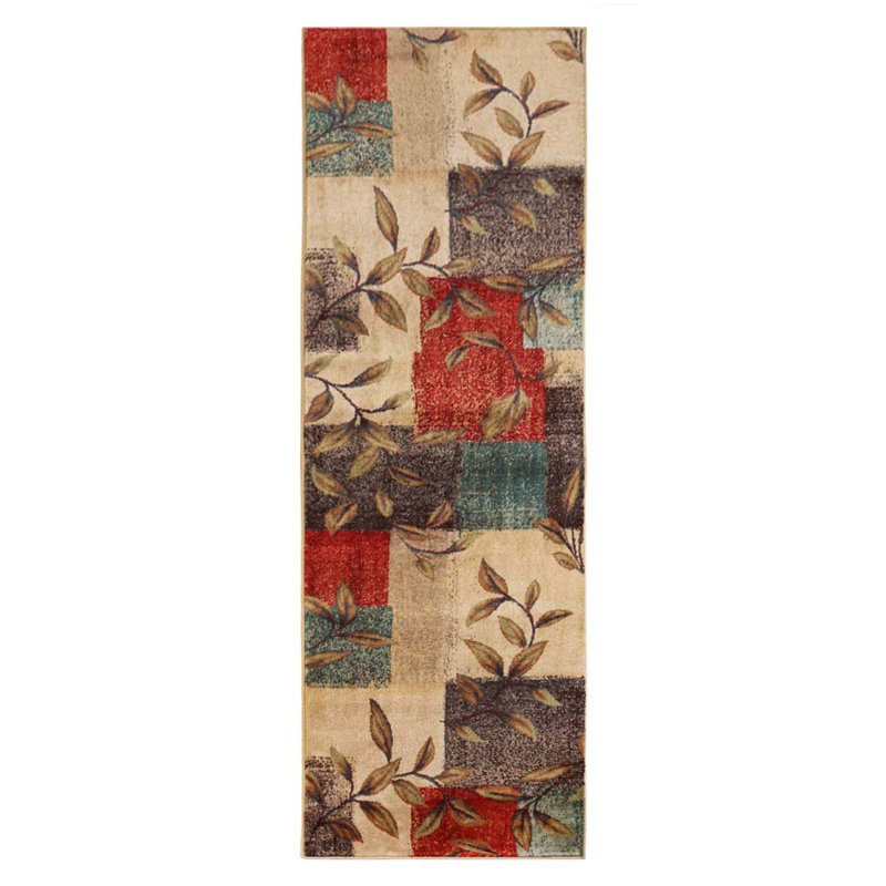  Ramona Geometric Farmhouse Patchwork 100% Polypropylene Indoor Runner, Runner 2'7" x 8'