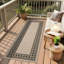 Tapis d'extérieur moderne en jute à bordure géométrique lavable à la machine avec envers antidérapant, revêtement de sol anti-perte
