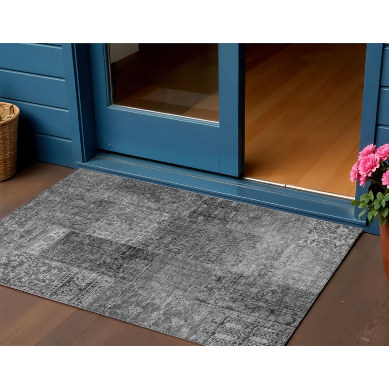 Tapis d'extérieur lavable gris anthracite 3 pi x 5 pi