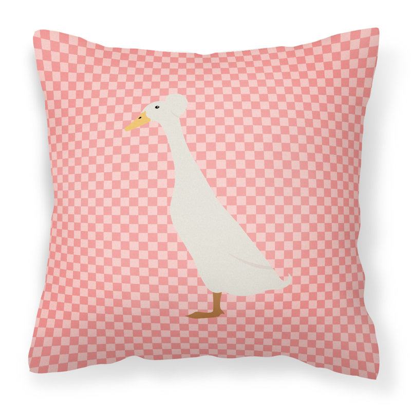 Coussin extérieur carré à damier de canard, 18 po x 18 po, Rose