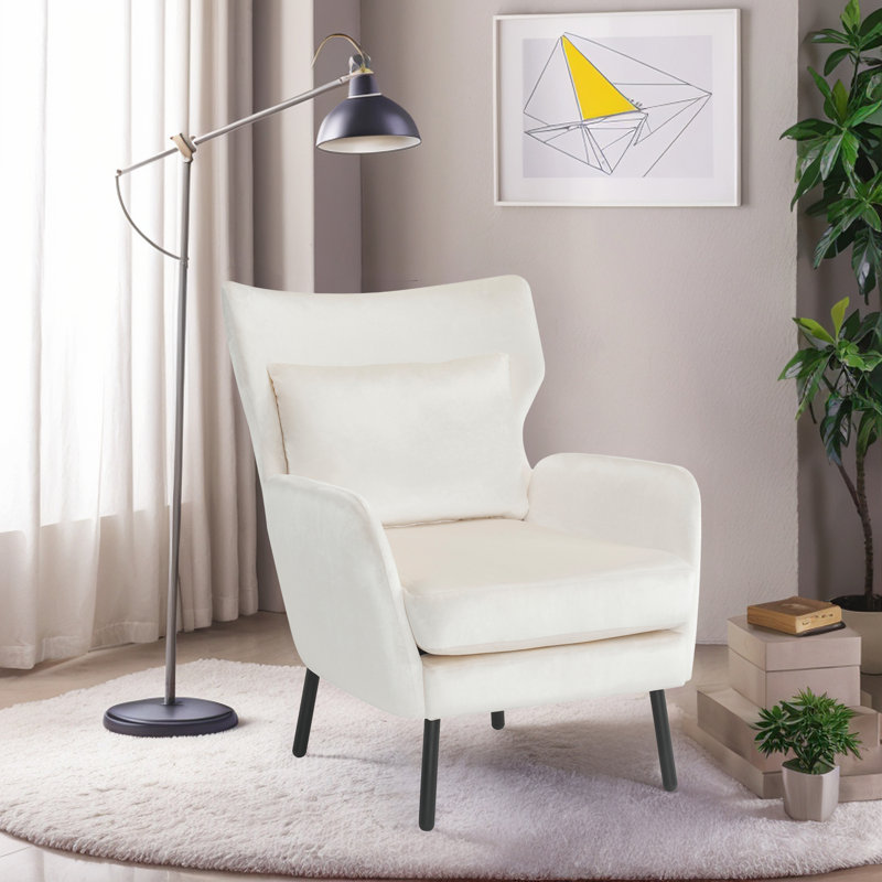 Fauteuil à oreilles l 28,98 po, Polyester beige
