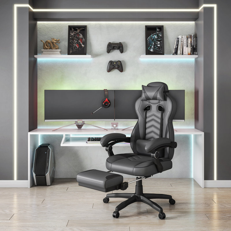 Fauteuil de direction entièrement inclinable avec repose-pieds Gaming