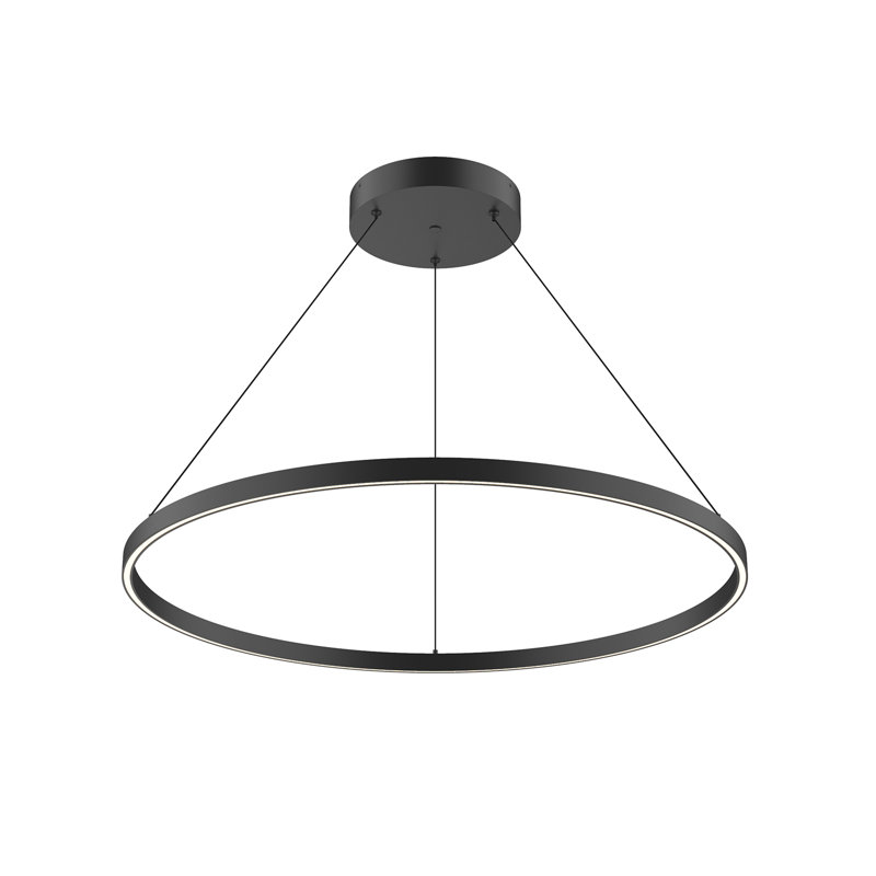 Cerchio 1 - Light LED Unique/Statement Pendant, Black, 1.375" H x 35.375" W x 35.375" D