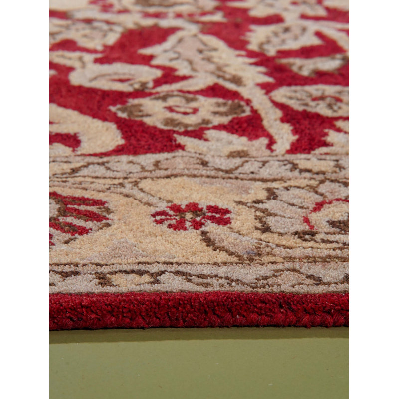 Hinnenkamp Hand Tufted Wool Eco-Friendly Area Rugs - Square, Red Gold Color, Oriental Design, High Pile Thick Handmade Anti Skid Area Rugs for Living Room, Bed Room