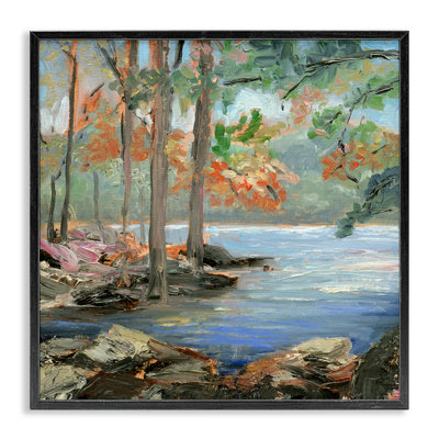 Woodland Creek Looming Trees by Sally Swatland - Painting