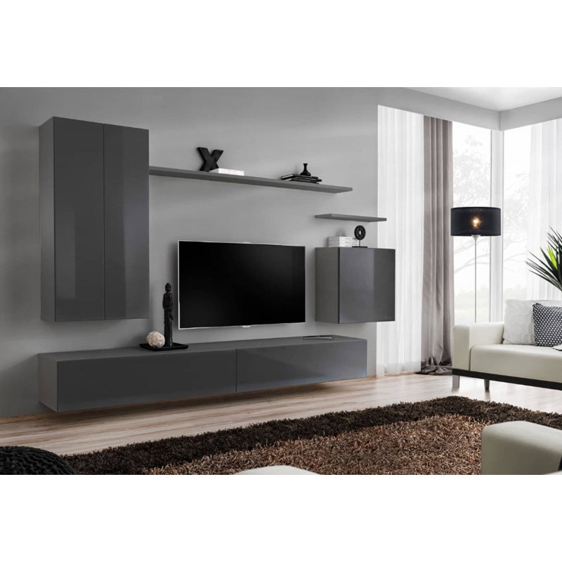 Elmus Unfinished Floating Entertainment Centre for TVs up to 65", Graphite Gloss