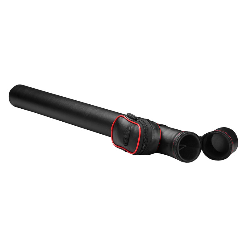 Black and Red Leatherette Cue Case with Hard Resin Shell